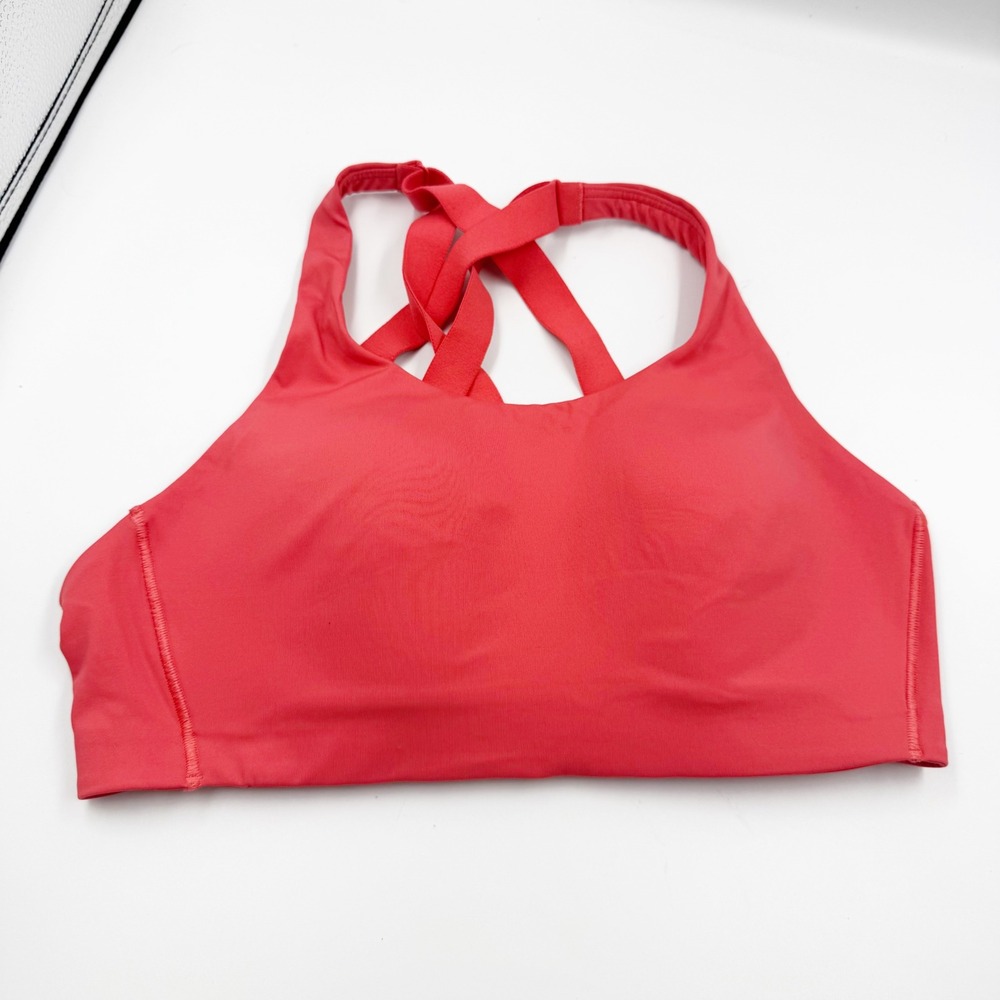 Lululemon All Powered Up Bra Coral Pink Strappy Back Sports Bra 34C